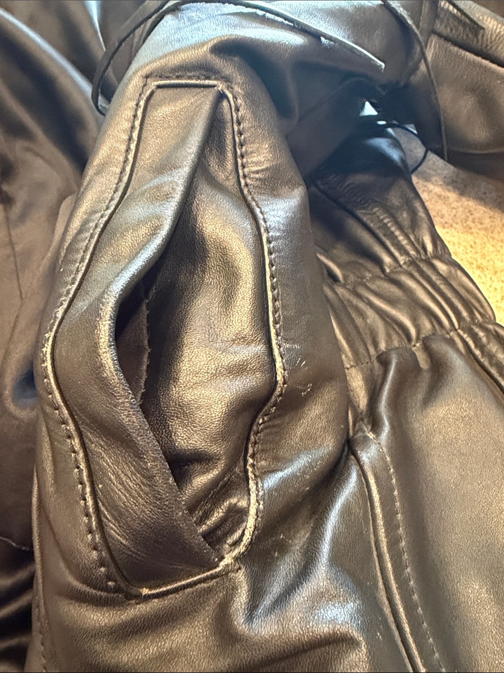 Thinsulate 3M motorcycle Blck Leather Jacket southwest hair pipe and bead accent - Picture 9 of 11